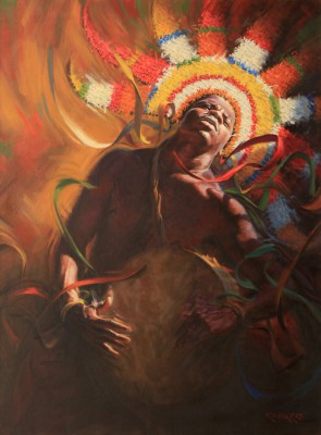 Junkanoo Drummer (1992) by Rolfe Harris, 50" x 40"