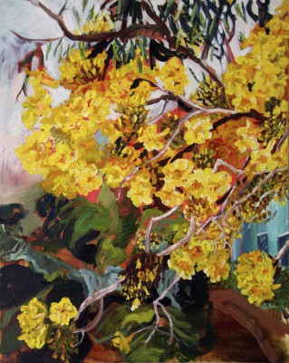 April Yellow Elder with Turqouise House (2011), by Lynn Parotti