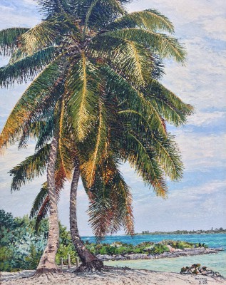 Majestic Palms (1988) by Eddie Minnis, 38" x 32" 