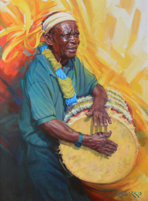 Junknaoo Drummer (Senior Drummer) by Rolfe Harris, 42" x 35"