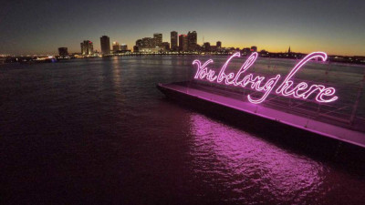 You Belong Here. Blocked out neon. Prospect New Orleans (2014-2015), by Tavares Strachan 