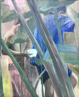 In The Elephant Ear Palms (2020) by Tessa Whitehead, 47" x 39"