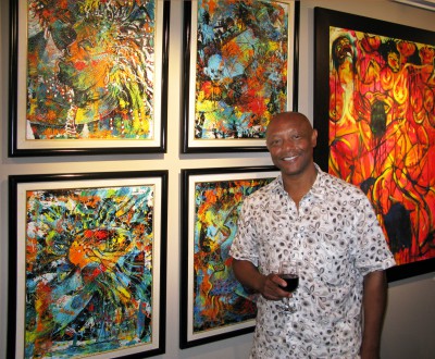 Antonius Roberts in front of his work